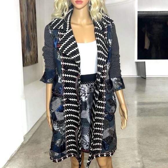 Desigual tapestry coat with matching skirt artsy multicolor graphic set M - Picture 3 of 16